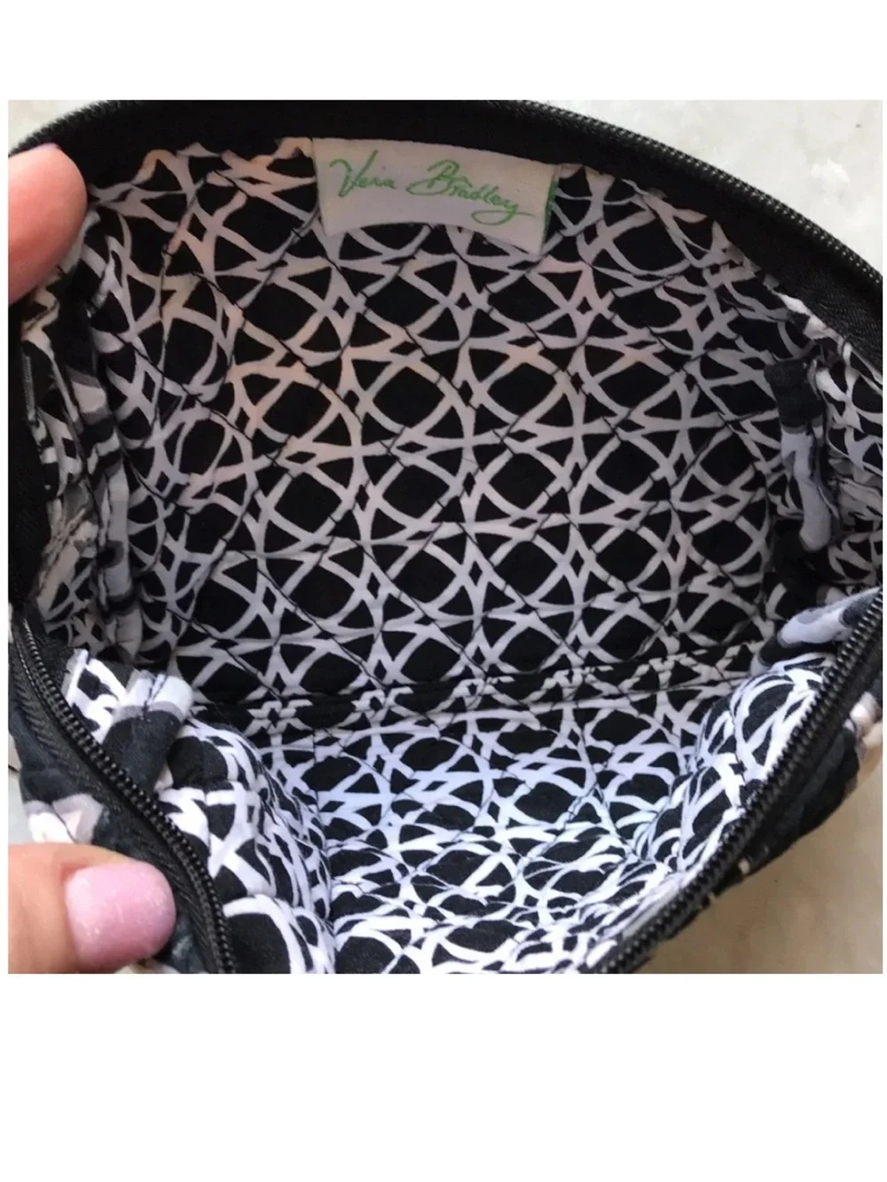 Vera Bradley Night & Day black white retired Small Cosmetic & matching wristlet